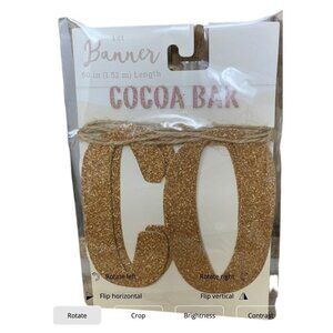 Cocoa Bar Banner 60 Inch Length Glitter Gold Party Decor Party Holiday Wedding